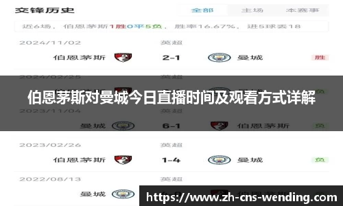 伯恩茅斯对曼城今日直播时间及观看方式详解